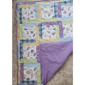 Handmade new Little monsters baby quilt, blanket, nursery bedding.  Soft flannel